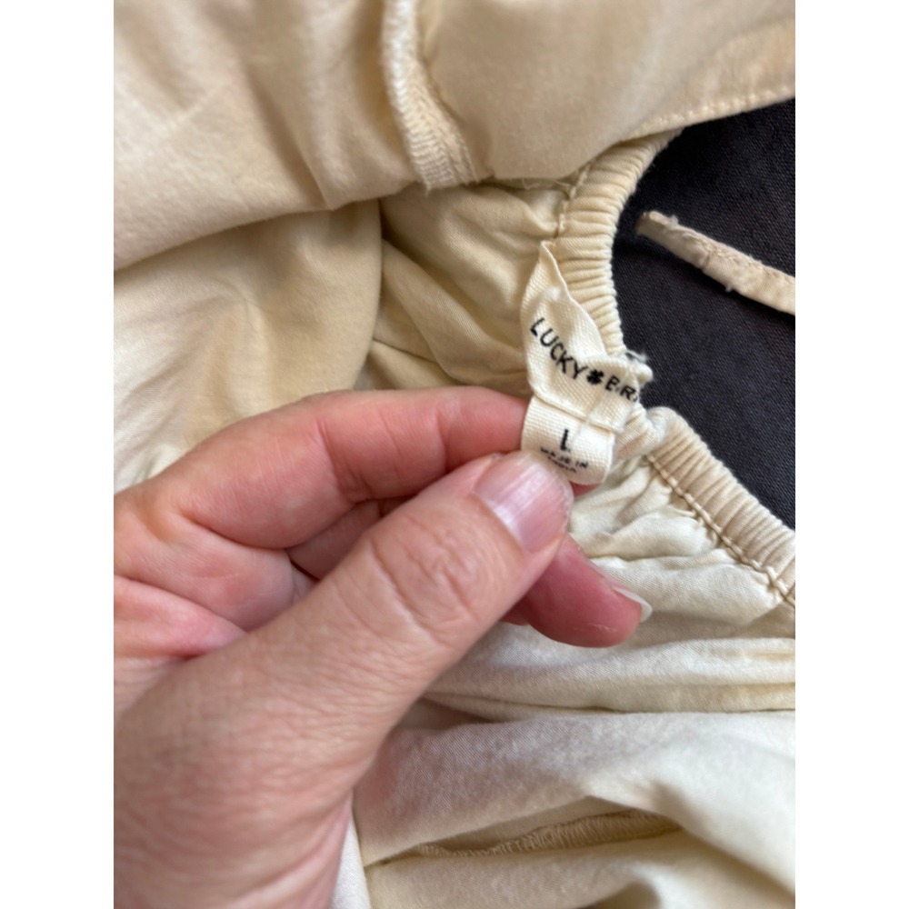 Lucky Brand Maxi Dress Cream Womens Large Embroidered Eyelet Tiered Open Back - Picture 8 of 13